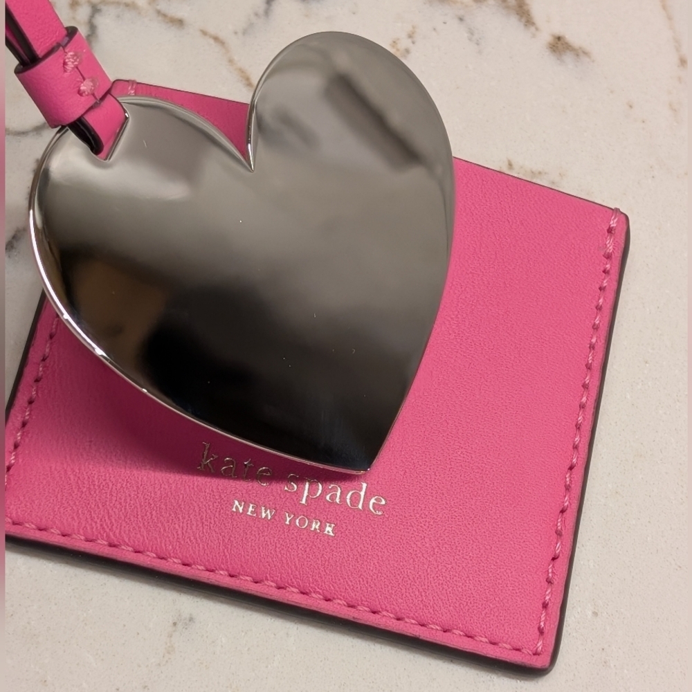 Kate Spade Leather Pouch with Mirror Heart - EUC - Pink - Picture 2 of 11